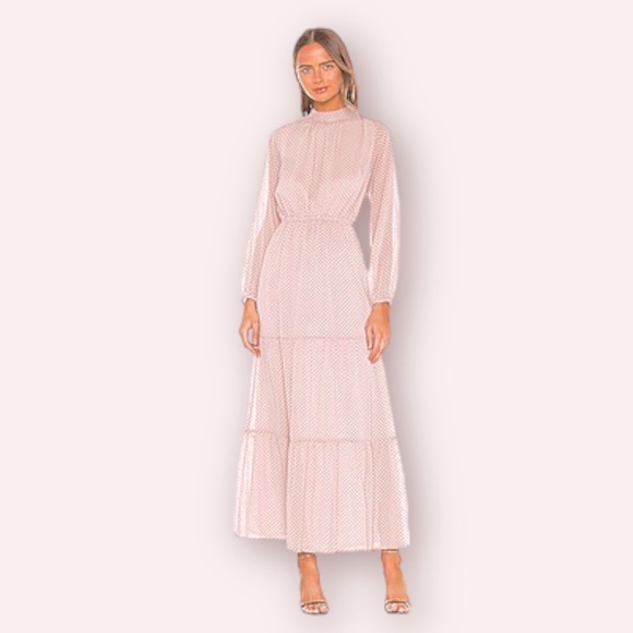 🩷NWT MinkPink Be Someone Maxi dress Blush & Black size Large Revolve open back - Picture 1 of 13